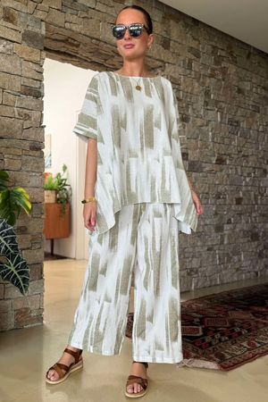 Laundry B Porto Painter Split Dip Side Top Khaki